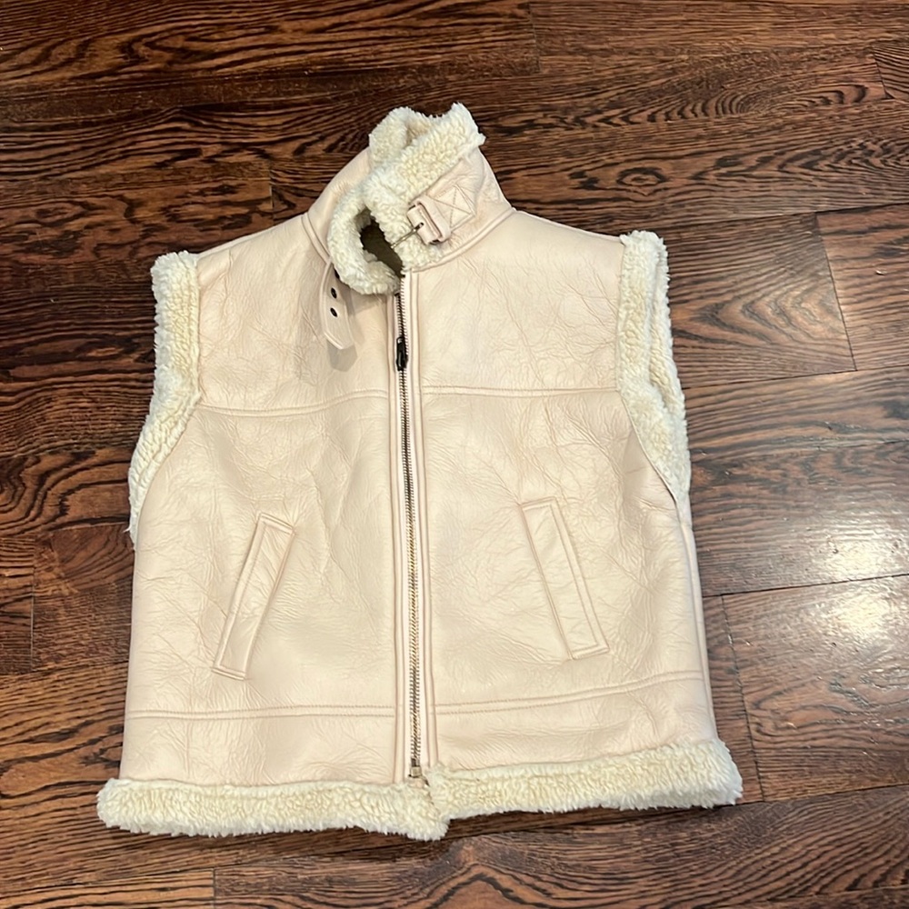 Faux leather Sherpa lined vest